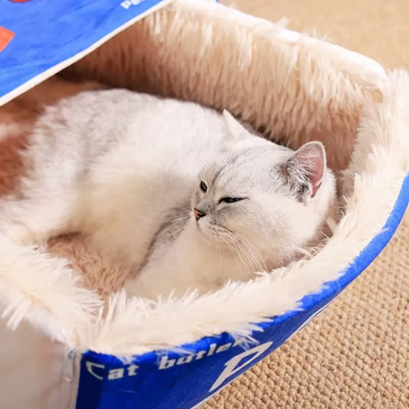 FluffyBox™ pat pentru pisici, în formă de cutie, din pluș