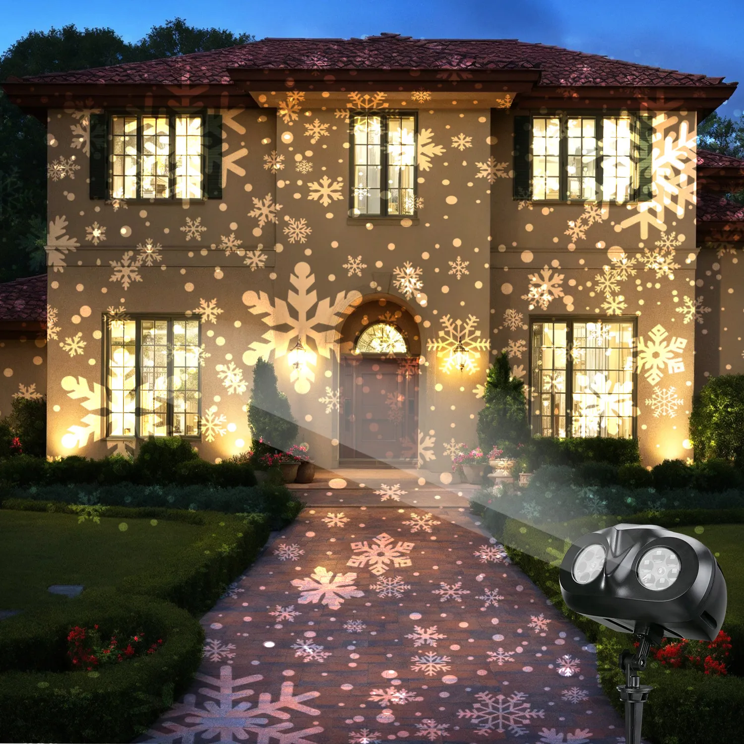 Proiector dublu de fulgi de zăpadă pentru interior și exterior LumiFlake™ cu RC