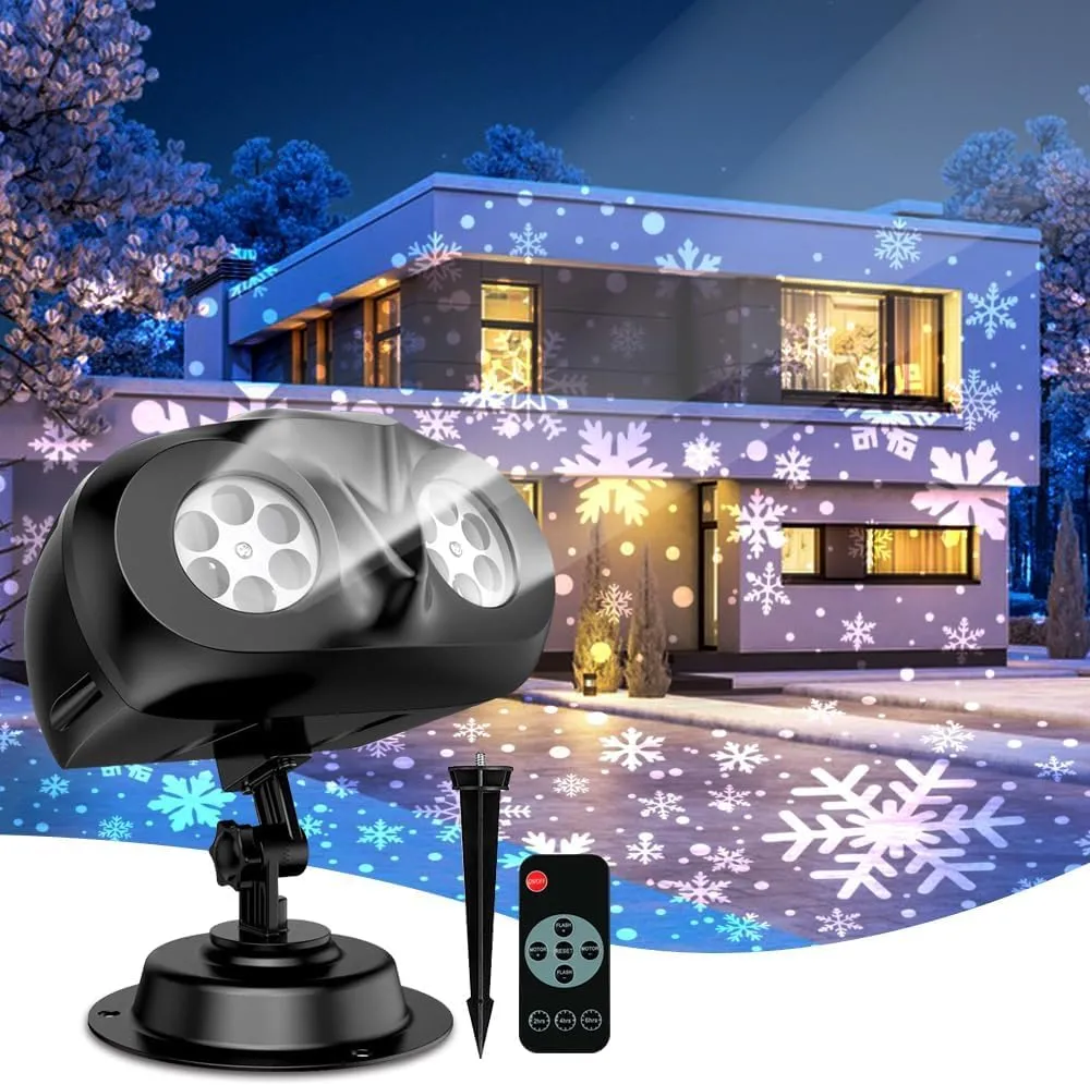 Proiector dublu de fulgi de zăpadă pentru interior și exterior LumiFlake™ cu RC