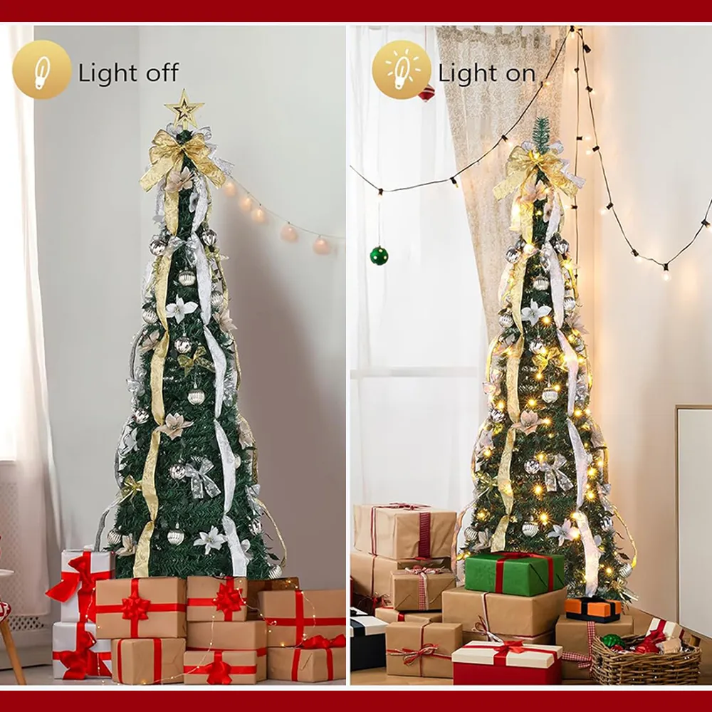 MerryPine™ Pom de Crăciun pliabil pre-decorat