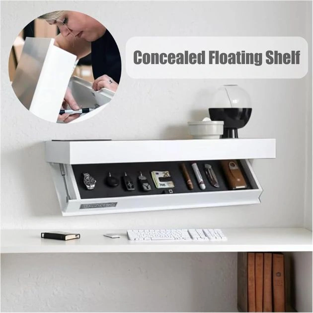 SecretShelf™ raft de perete cu compartiment ascuns - 80 x 24 x 7.2 cm