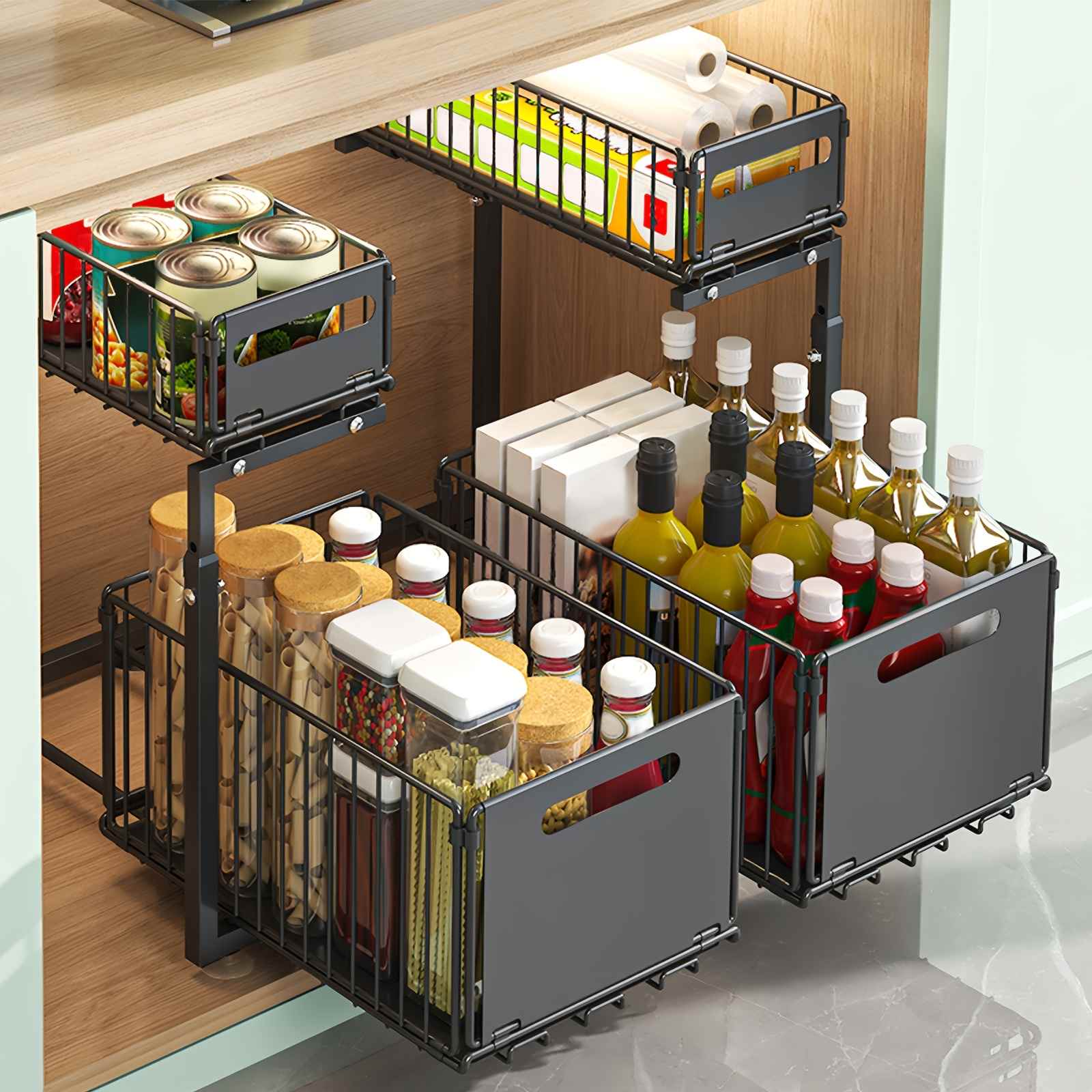 SinkSlide™ organizator cu sertar glisant pe 2 niveluri