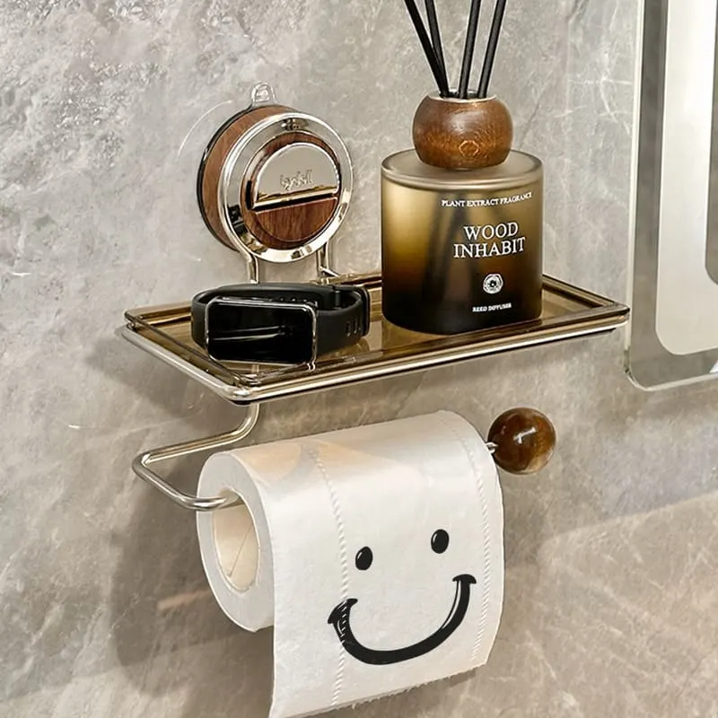 VeloraLuxe™ suport hârtie igienică cu prindere prin vacuum și poliță