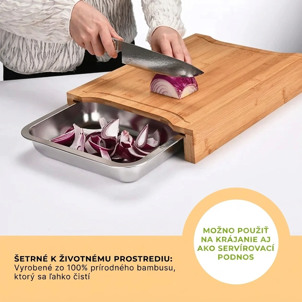 ChopStar™ bambusová krájacia doska s zásuvkami