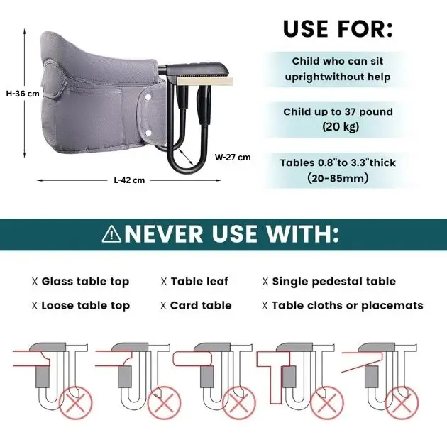 ClipMunch™ prenosná detská jedálenská stolička s podnosom