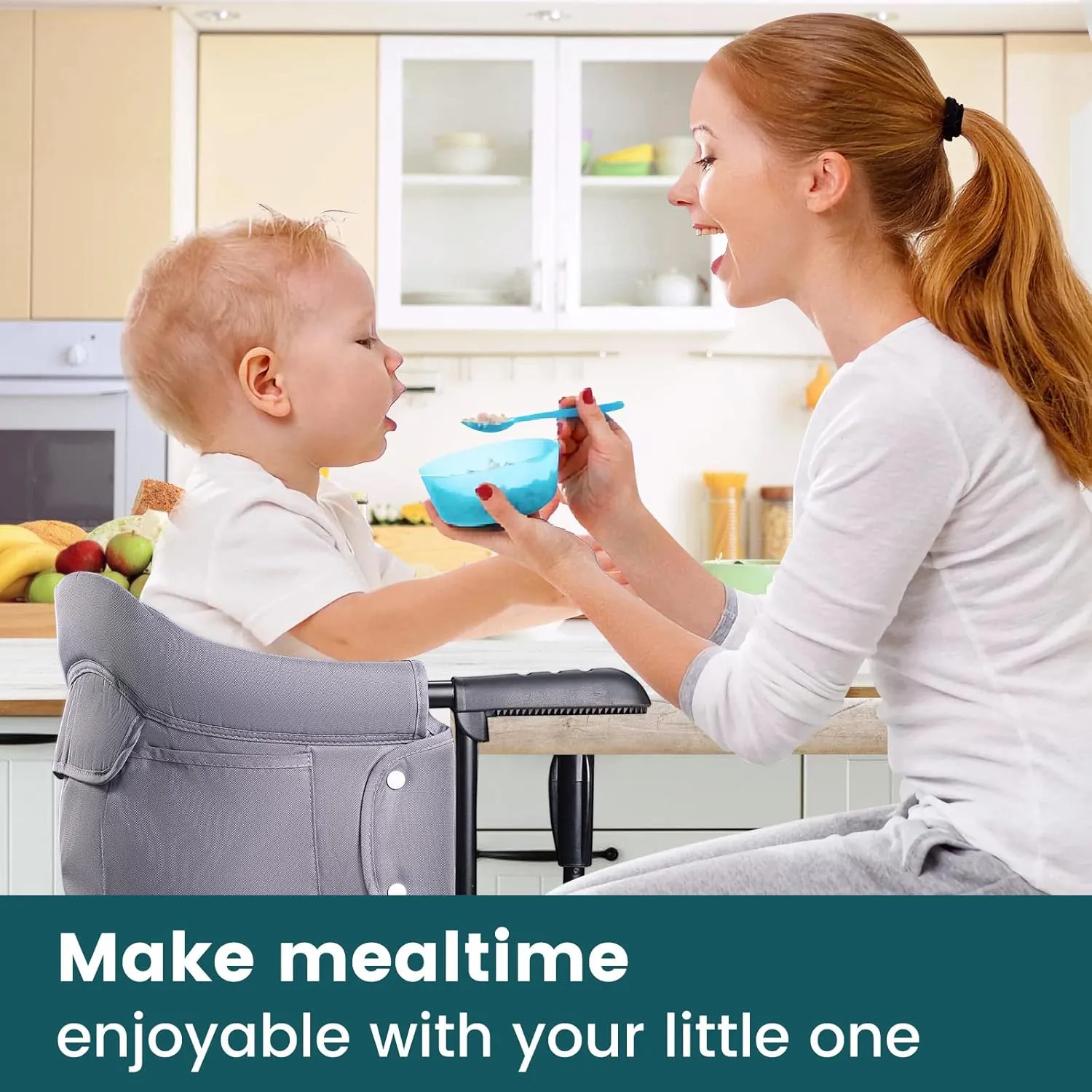 ClipMunch™ prenosná detská jedálenská stolička s podnosom