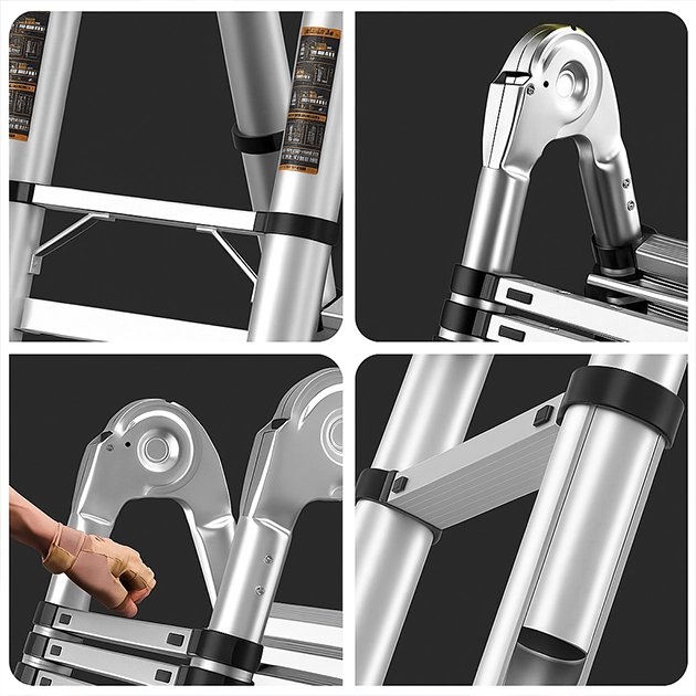 LadMax™ hliníkový teleskopický skladací rebrík 220-440 cm