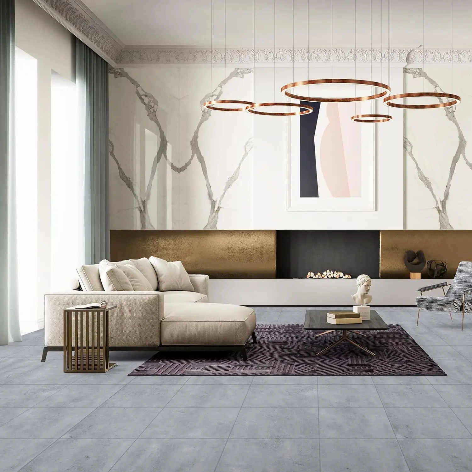 MarbleLux™ Podlahové nálepky s mramorovým vzorom - 10m x 60cm (6m²)