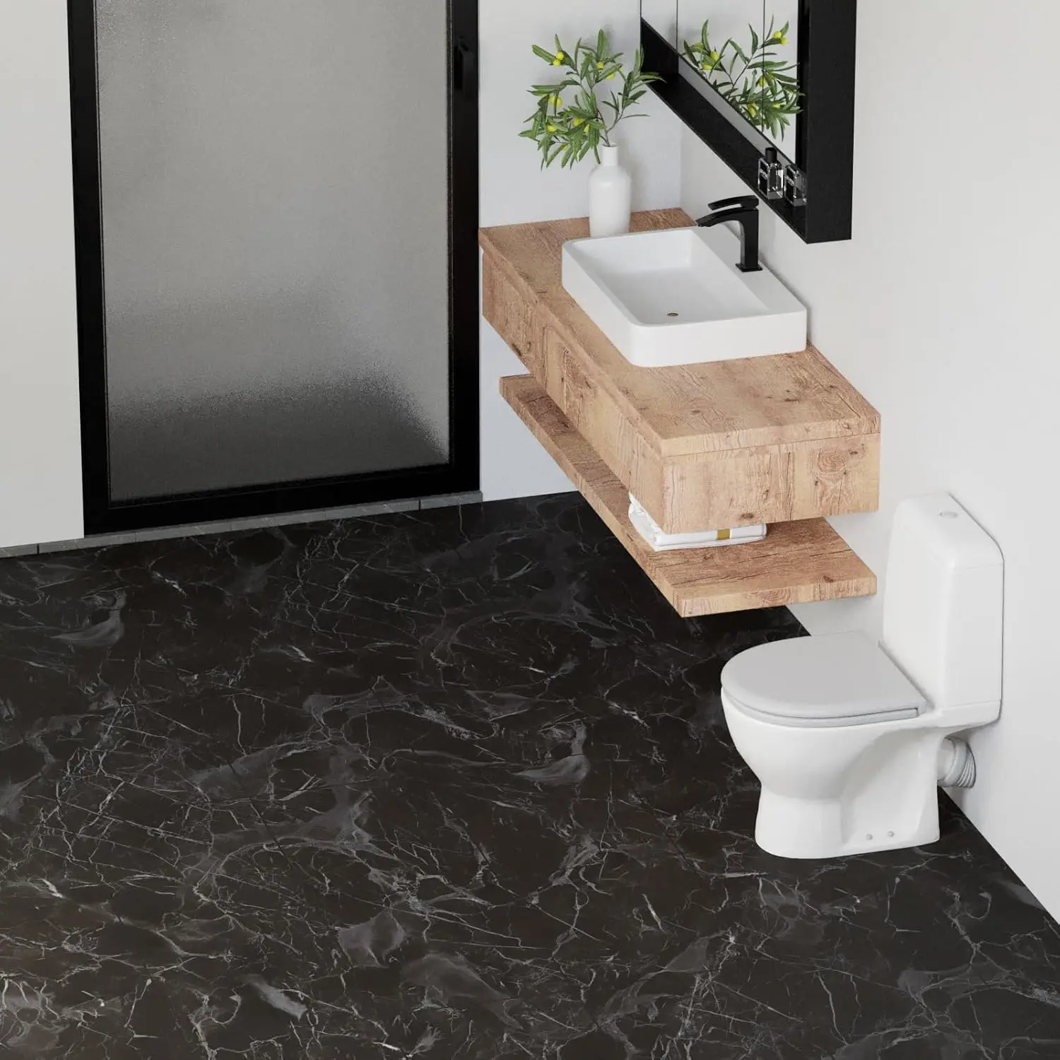 MarbleLux™ Podlahové nálepky s mramorovým vzorom - 10m x 60cm (6m²)
