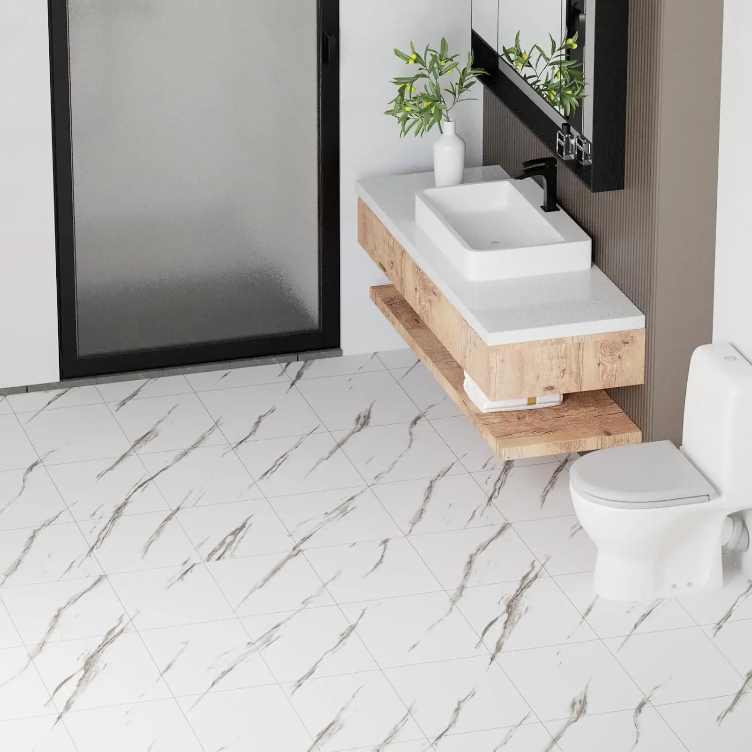 MarbleLux™ Podlahové nálepky s mramorovým vzorom - 10m x 60cm (6m²)