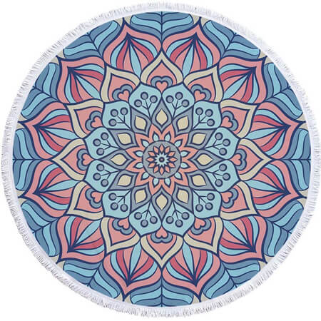 Okrúhly plážový uterák Mandala