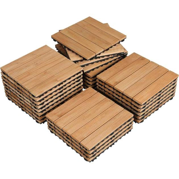 WoodyTile™ Prepojovacie drevené terasové dlaždice - 12 ks (30x30cm) = 1,08 m²